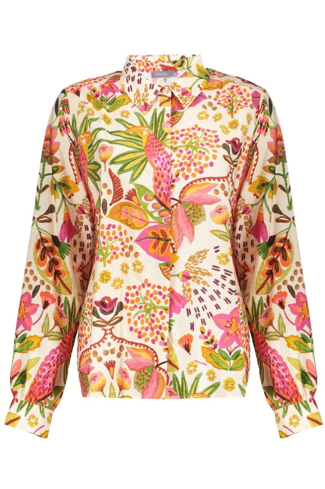 BLOUSE BOHEMISCHE PRINT 53255 20 Green/Orange